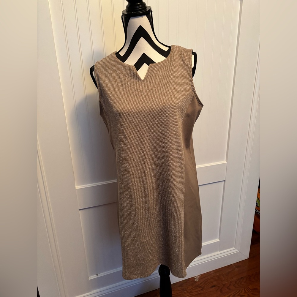 Liz Claiborne Taupe Sleeveless Shift Dress